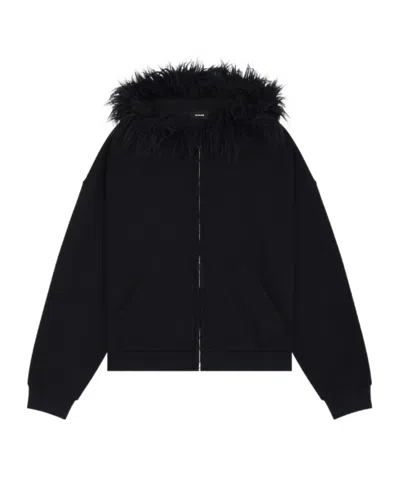 We11 Done Hooded Zipper Hoodie In Black