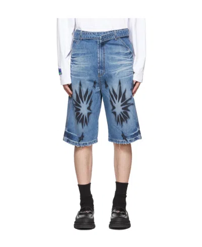 We11 Done Inelastic Denim Shorts In Blue