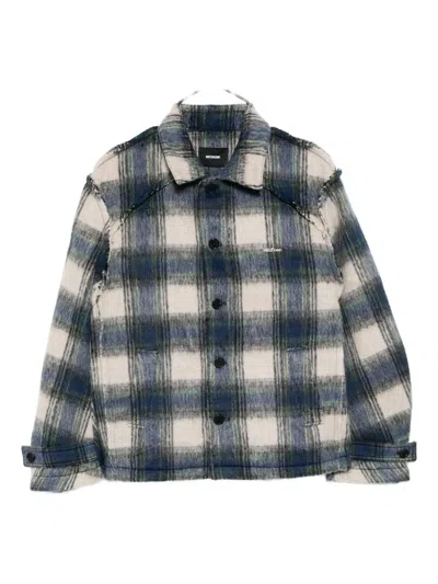 We11 Done Inside Out Plaided Jacket In Blue