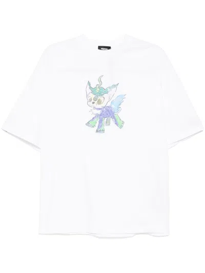 We11 Done Jeff Monster Drawing T-shirt In White