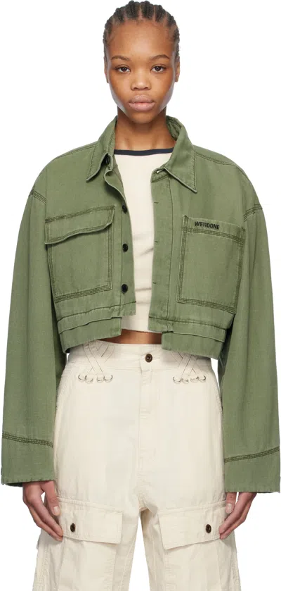 We11 Done Khaki Cropped Work Jacket