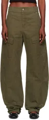 We11 Done Khaki Curved Trousers In Brown