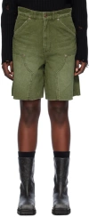 We11 Done Khaki Faded Shorts In Khaki