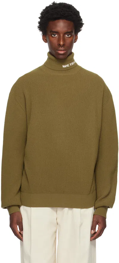 We11 Done Khaki Jacquard Turtleneck