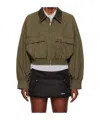 We11 Done Khaki Leather Collar Jacket In Brown