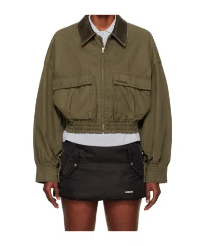 WE11 DONE LEATHER-COLLARED POCKET JACKET