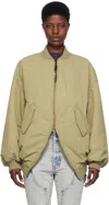 We11 Done Khaki Padded Bomber Jacket In Khaki