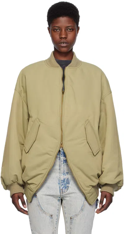 We11 Done Khaki Padded Bomber Jacket