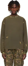 We11 Done Khaki Pierced T-shirt In Charcoal