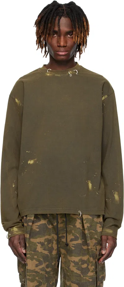 We11 Done Khaki Pierced T-shirt In Charcoal