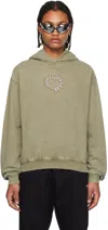 We11 Done Khaki Printed Hoodie In Khaki
