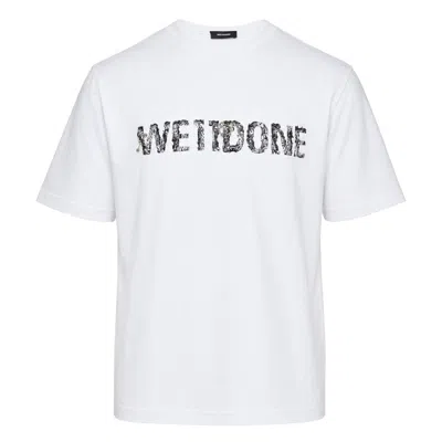 We11 Done Lace Pattern Logo Tee In White