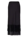 We11 Done Satin Midi Skirt Lace Trim In Black