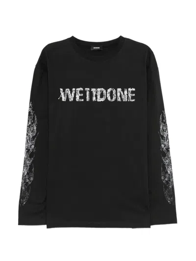 We11 Done Lace-pattern Logo T-shirt In Black