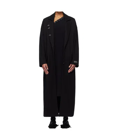 We11 Done Lapel Long Sleeve Coat In Black
