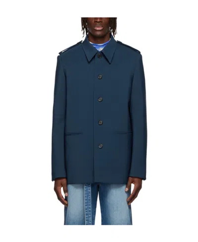 We11 Done Lapel Long-sleeved Casual Jacket In Blue