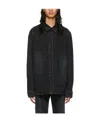 We11 Done Lapel Long-sleeved Denim Shirt In Black