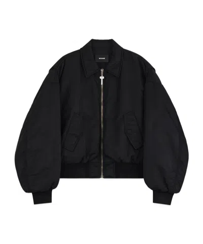 We11 Done Lapel Pilot Jacket In Black