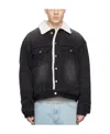 We11 Done Black Oversized Faux-shearling Denim Jacket In Black