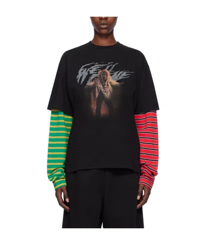 We11 Done Layered Graphic-print Cotton T-shirt In Black