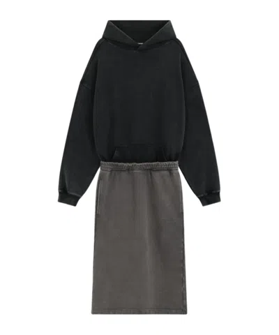 We11 Done Layered Hooded Dress In Black
