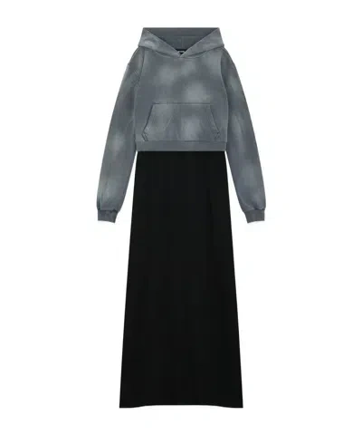 We11 Done Layered Hoodie Dress In Black