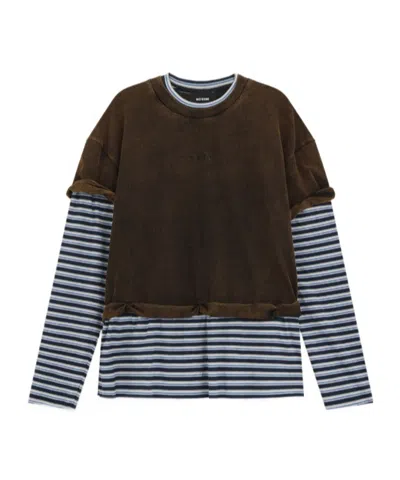 We11 Done Layered Stripe Long-sleeve T-shirt In Brown