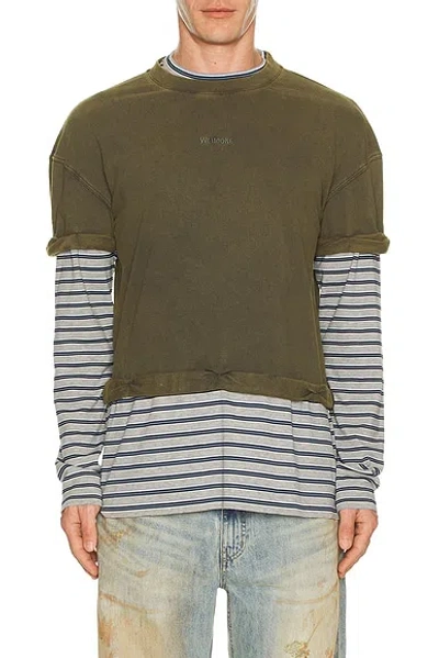 We11 Done Layered Striped T-shirt In Green