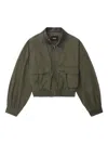 We11 Done Leather-collared Pocket Jacket In Green