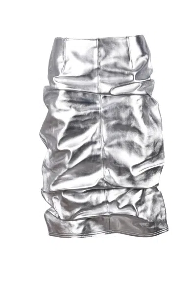 We11 Done Leather Midi Skirt - Silver