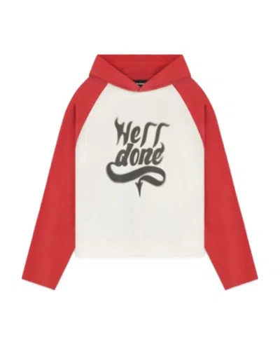 We11 Done Letter Printed Long-sleeved Hooded Sweater In White