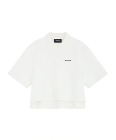 We11 Done Letter Printed Polo Shirt In White