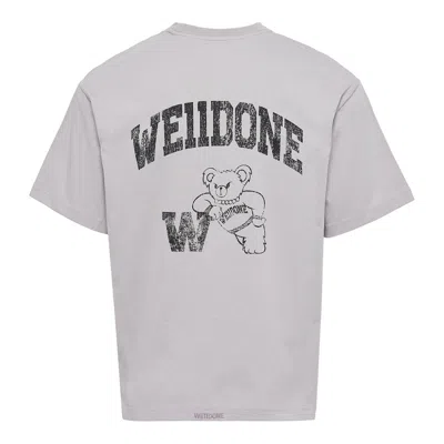 We11 Done Light Grey University Logo T-shirt In Burgundy