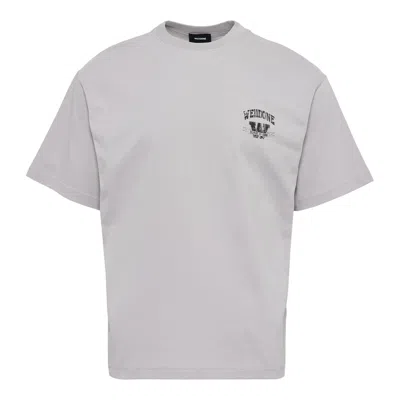 We11 Done Light Grey University Logo T-shirt In Burgundy