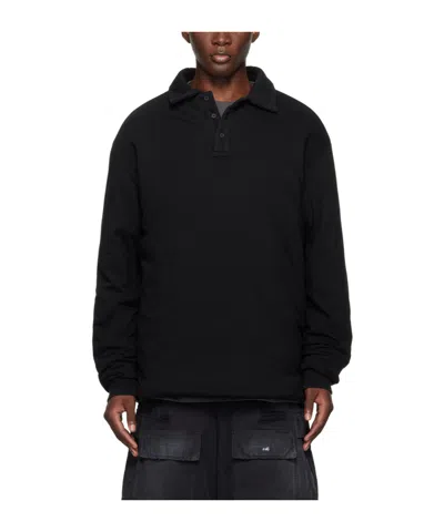 We11 Done Logo Button Polo Shirt In Black