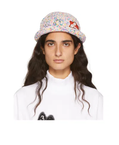 We11 Done Logo Coarse Knitted Fisherman's Hat In White
