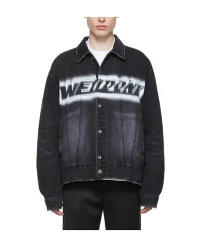 We11 Done Logo Denim Jacket In Black