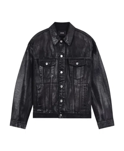 We11 Done Black Foil Coated Trucker Denim Jacket