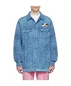 We11 Done Logo Lapel Denim Jacket In Blue