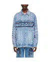 We11 Done Blue Logo Denim Jacket In Blue
