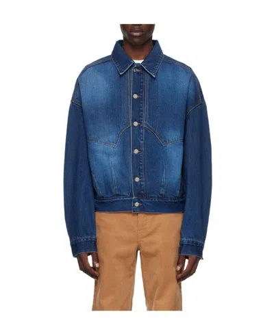 We11 Done Logo Denim Jacket In Blue