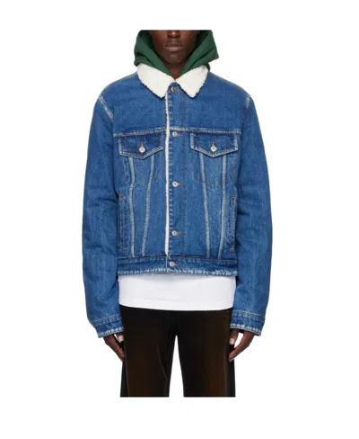 We11 Done Logo Denim Jacket In Blue