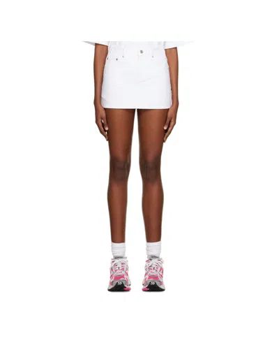 We11 Done Logo Denim Skirt In Brown