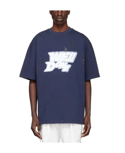 We11 Done Logo Details Short-sleeved T-shirt In Blue