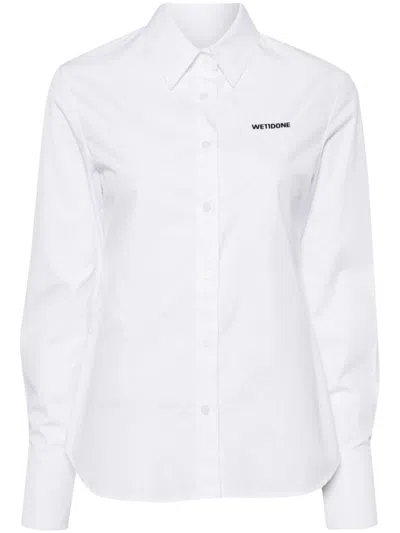 We11 Done Logo-embroidered Cotton Shirt In White