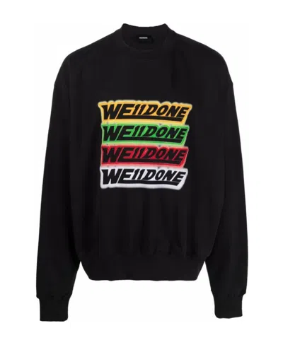 We11 Done Logo-embroidered Cotton Sweatshirt In Black
