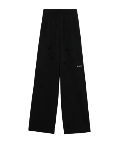 We11 Done Logo-embroidered Cotton Track Pants In Black