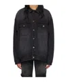 We11 Done Logo Embroidered Denim Coat In Black