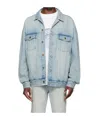 We11 Done Logo Embroidered Denim Coat In Gray
