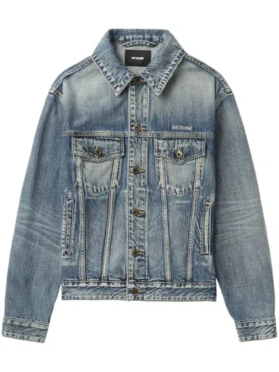 We11 Done Logo-embroidered Denim Jacket In Blue